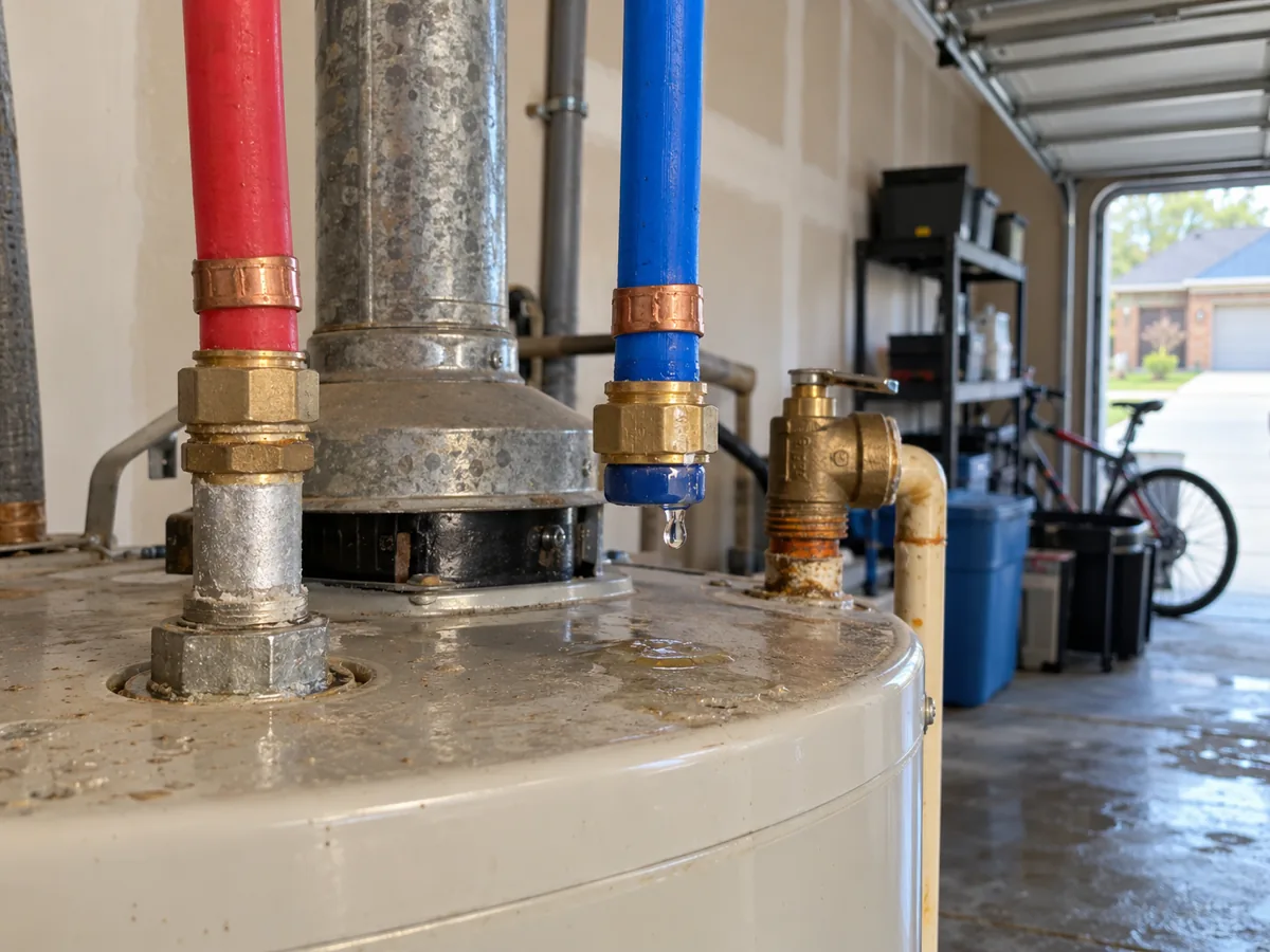 Drip at a PEX crimp adapter on the cold line of a water heater in McKinney, TX