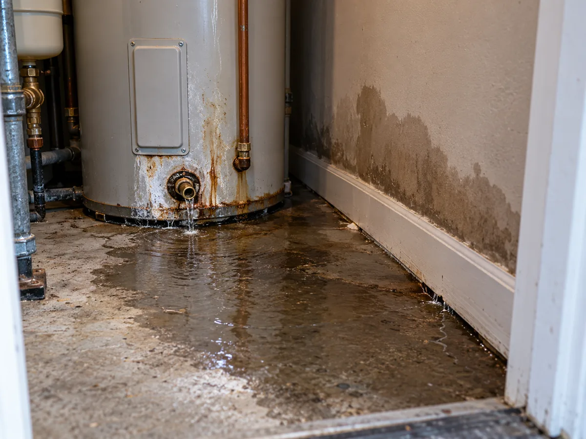 Water from a closet heater spreading under the shared wall of a Plano, TX townhome toward next door